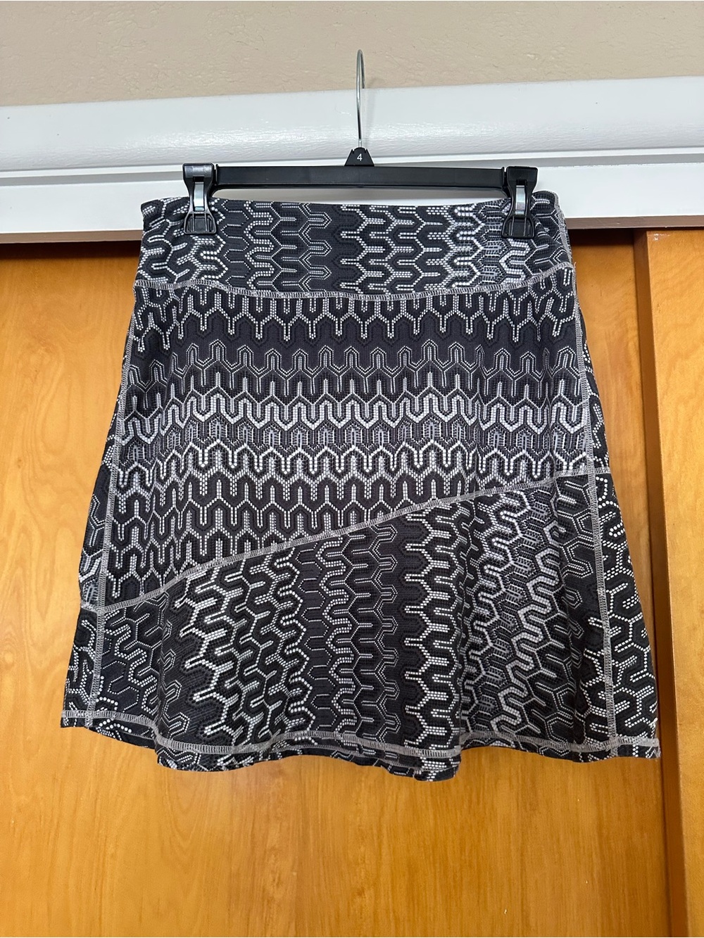 Prana Black and White Patterned A-Line Skirt